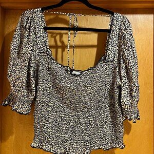 🌸 H&M Floral Crop Top – XL | Brunch Vacation Summer Top